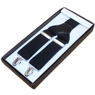Pure Color Braces Polyester Mens Trouser Braces 3.5cm Solid Leather Suspenders