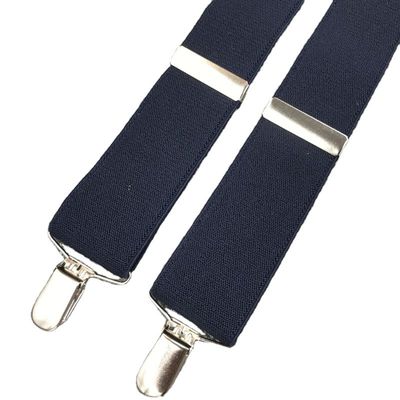 Pure Color Braces Polyester Mens Trouser Braces 3.5cm Solid Leather Suspenders